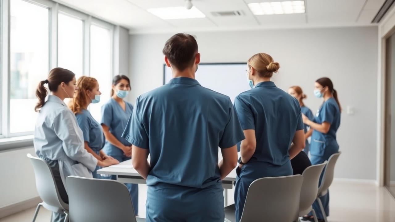 Hospital workforce team meeting to plan clinical rosters